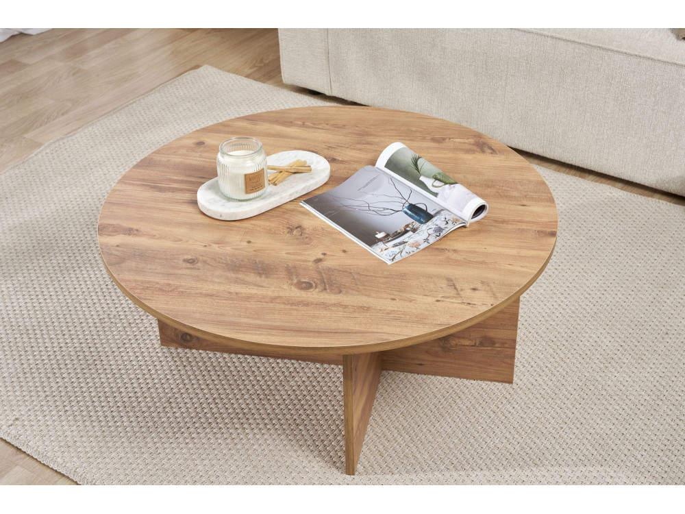 Soleil" wooden coffee table - 90 x 90 x 40 cm - Atlantic pine