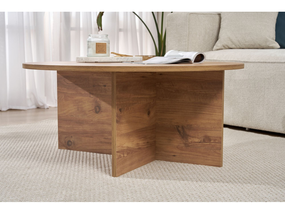 Soleil" wooden coffee table - 90 x 90 x 40 cm - Atlantic pine