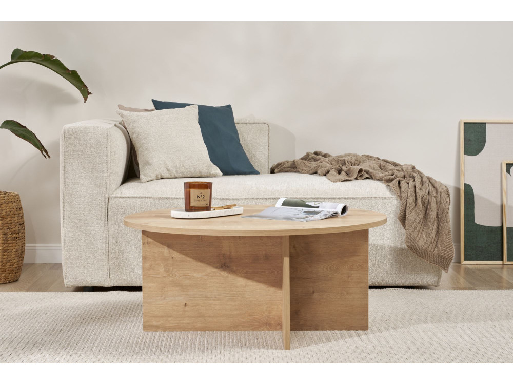 Soleil" wooden coffee table - 90 x 90 x 40 cm - Sapphire Oak