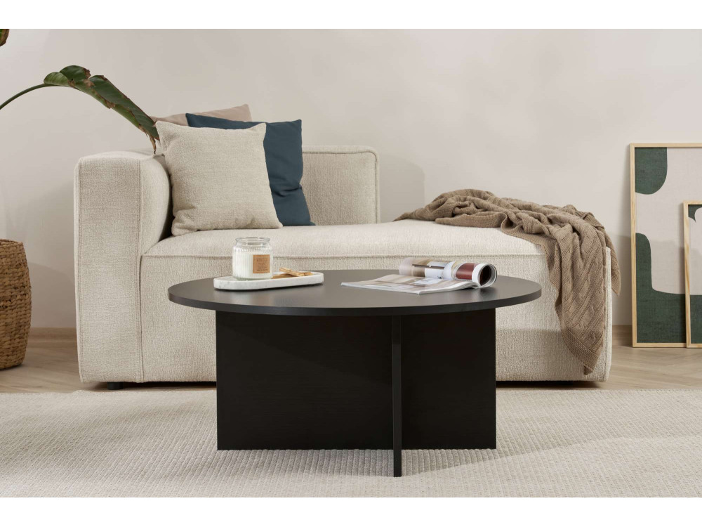 Soleil" wooden coffee table - 90 x 90 x 40 cm - Black wood