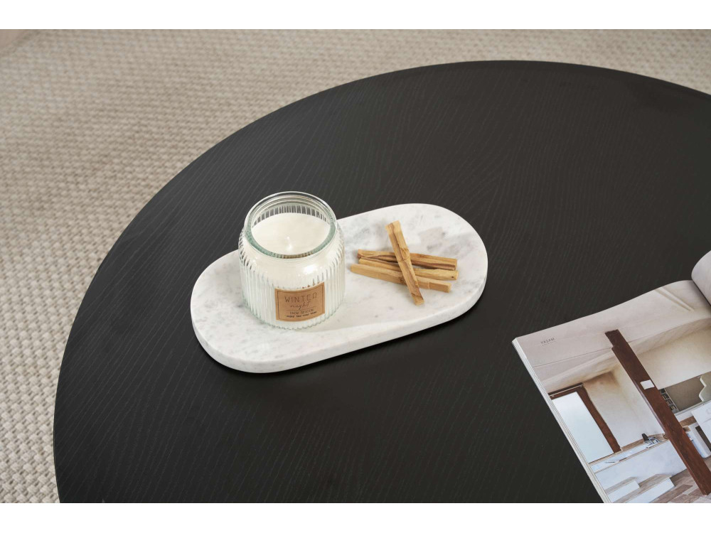 Soleil" wooden coffee table - 90 x 90 x 40 cm - Black wood