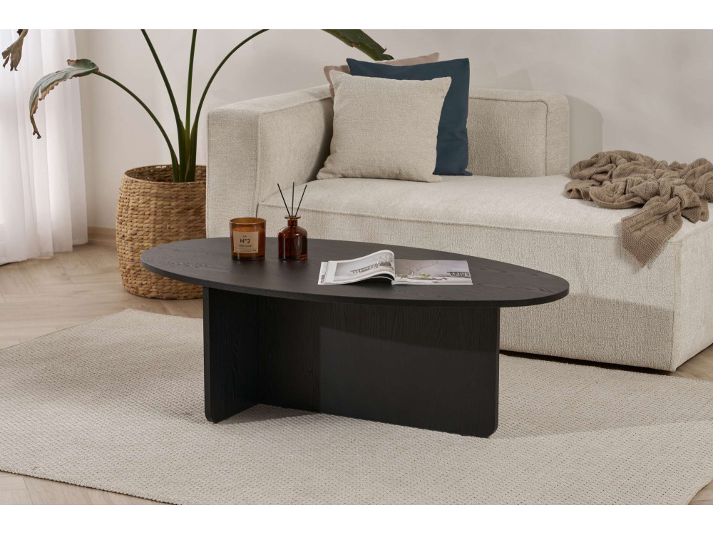 Orba" wooden coffee table - 120 x 65 x 40 cm - Black wood