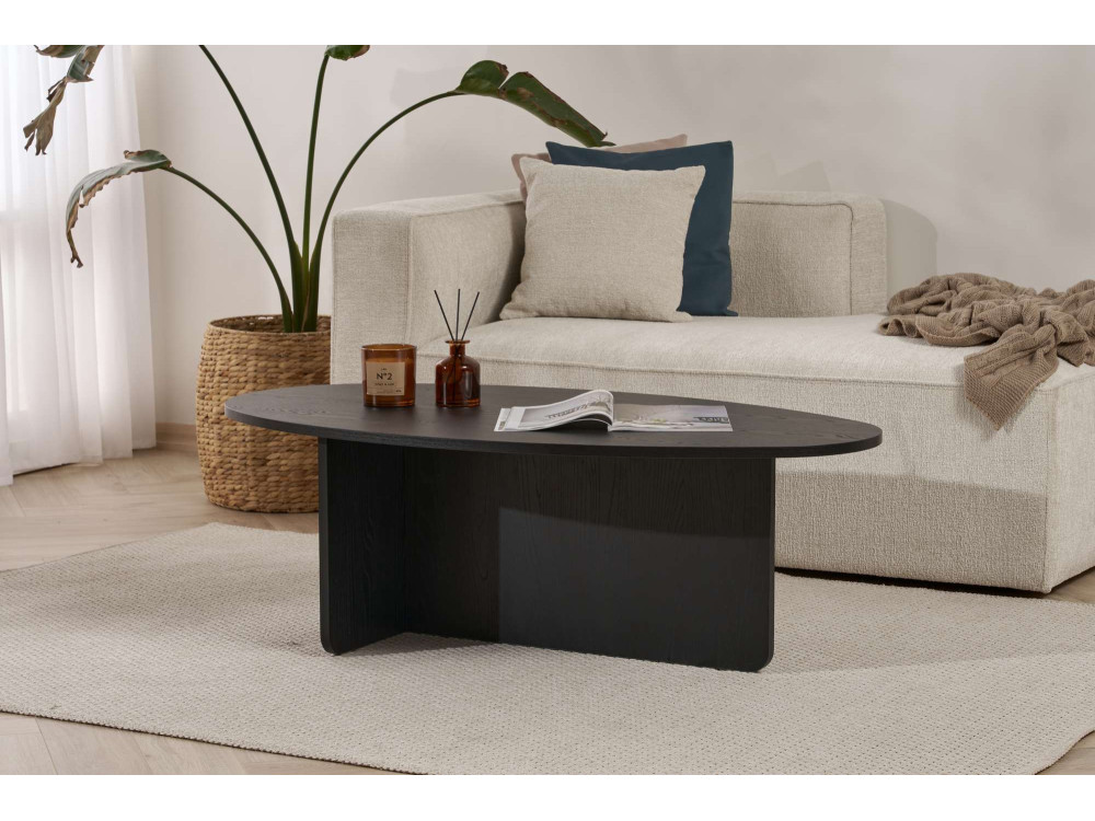 Orba" wooden coffee table - 120 x 65 x 40 cm - Black wood