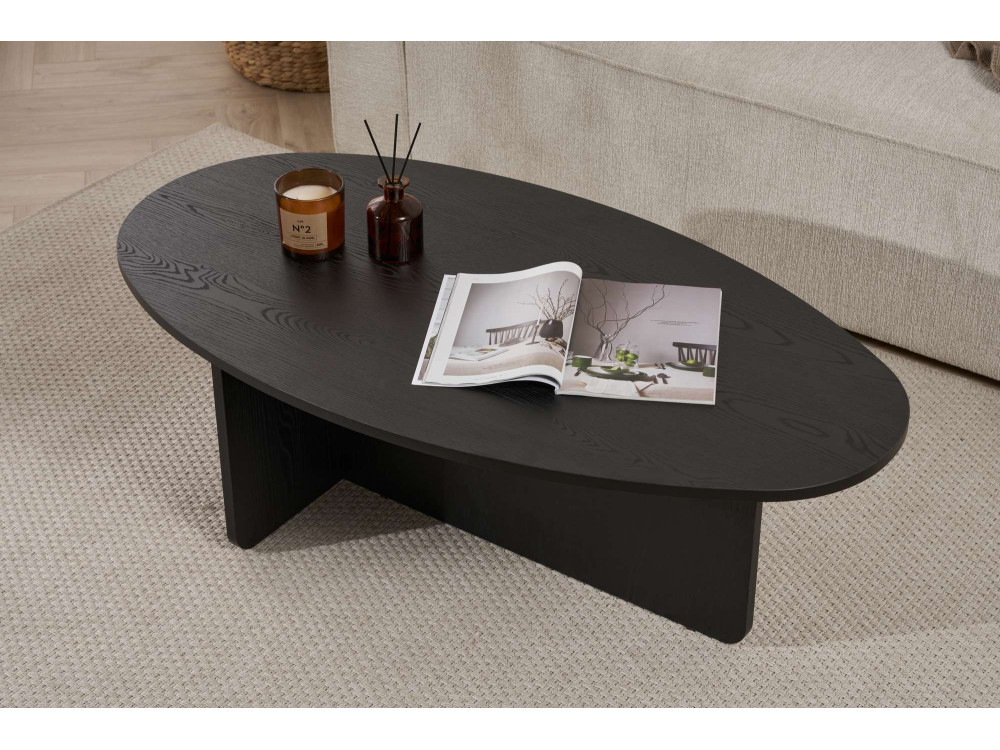Orba" wooden coffee table - 120 x 65 x 40 cm - Black wood