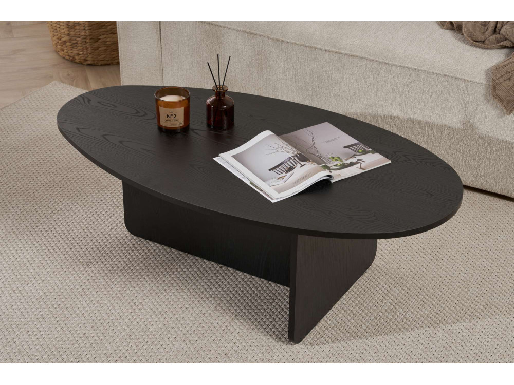 Orba" wooden coffee table - 120 x 65 x 40 cm - Black wood