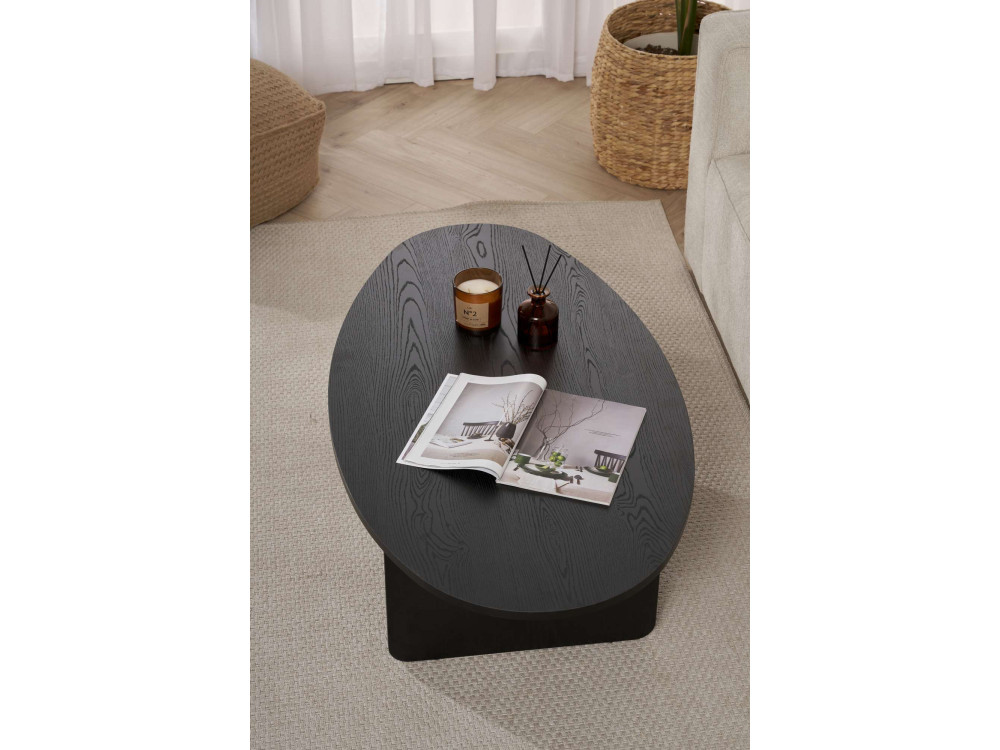 Orba" wooden coffee table - 120 x 65 x 40 cm - Black wood