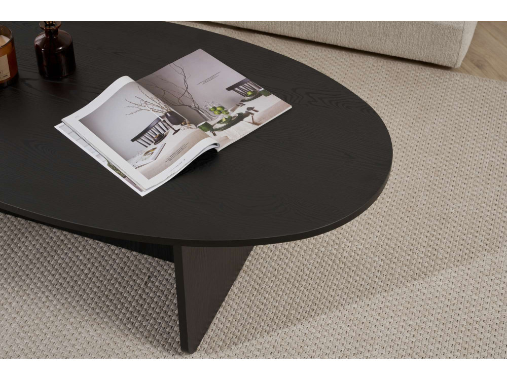 Orba" wooden coffee table - 120 x 65 x 40 cm - Black wood