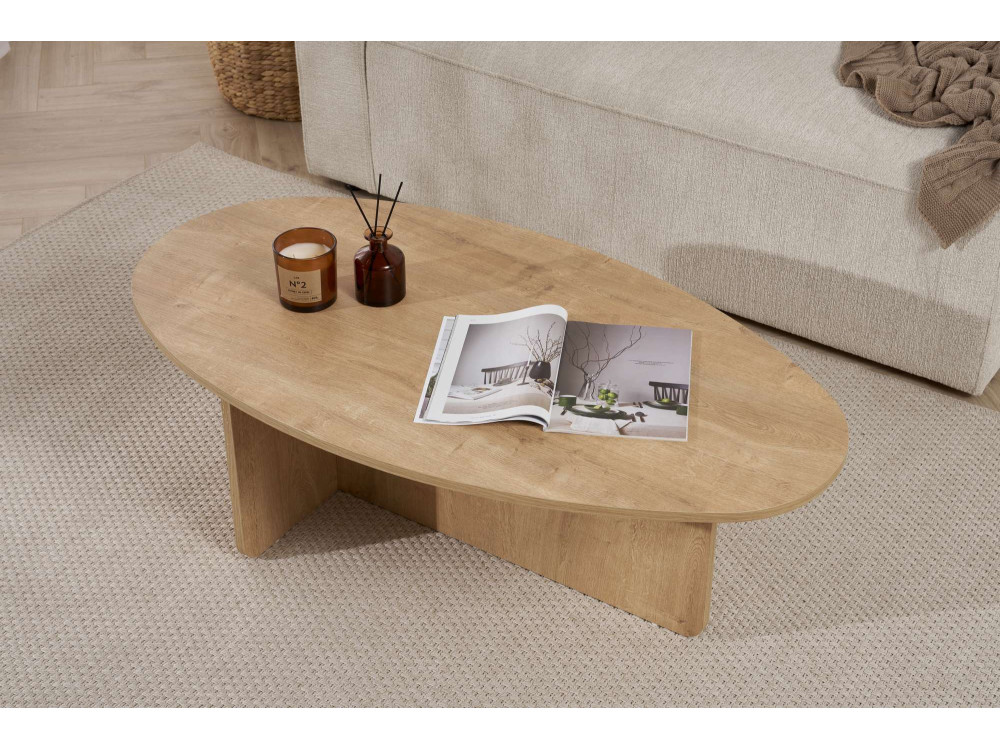 Orba" wooden coffee table - 120 x 65 x 40 cm - Oak