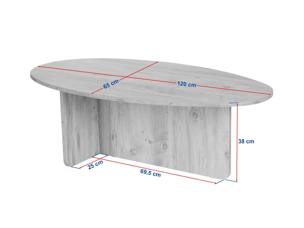 Orba" wooden coffee table - 120 x 65 x 40 cm - Oak