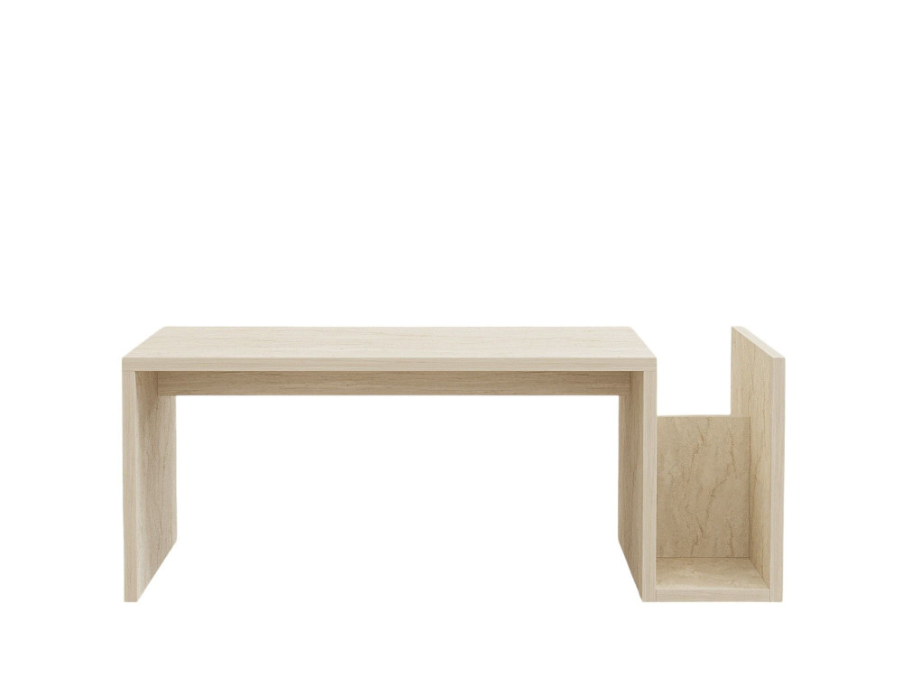 Memo" wooden coffee table - 86 x 50 x 32 cm - Travertine