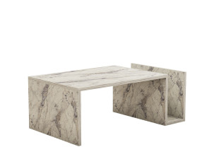 Memo" wooden coffee table - 86 x 50 x 32 cm - Freesia marble