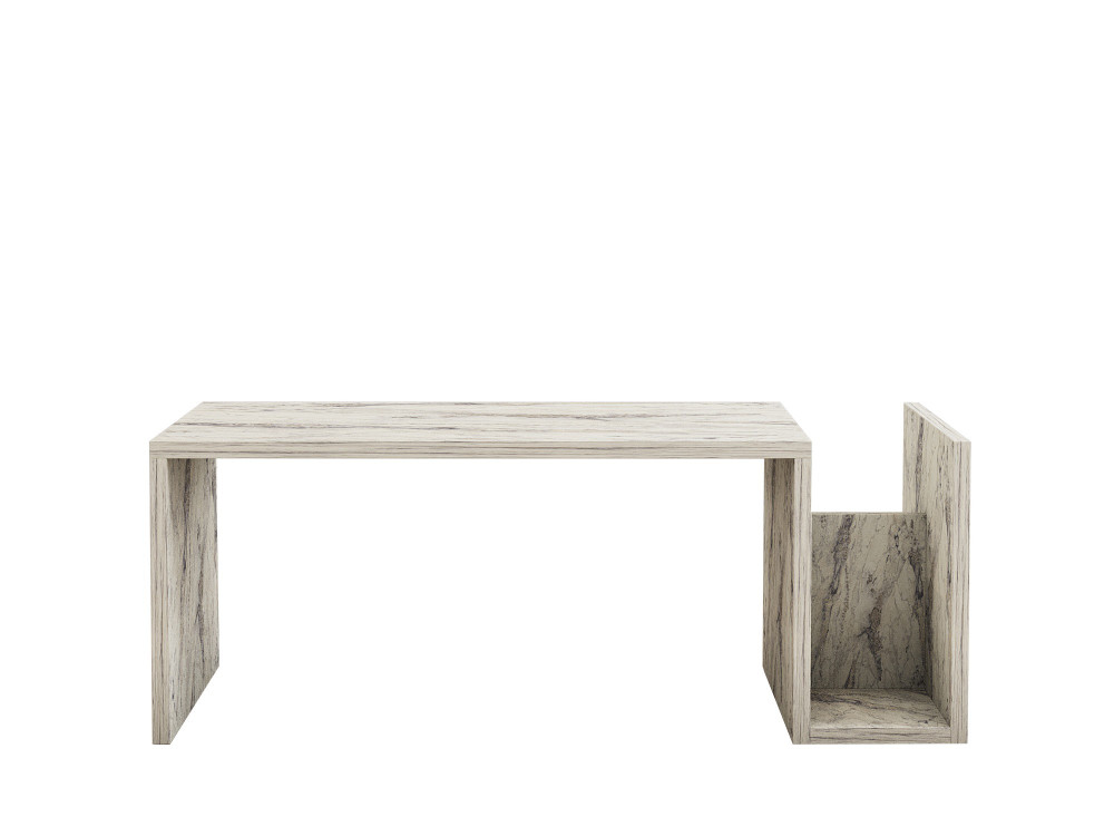 Memo" wooden coffee table - 86 x 50 x 32 cm - Freesia marble