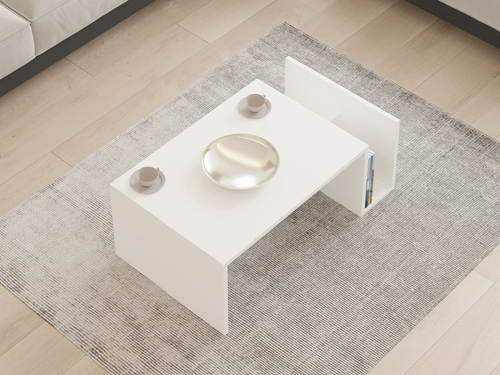 Memo" wooden coffee table - 86 x 50 x 32 cm - White