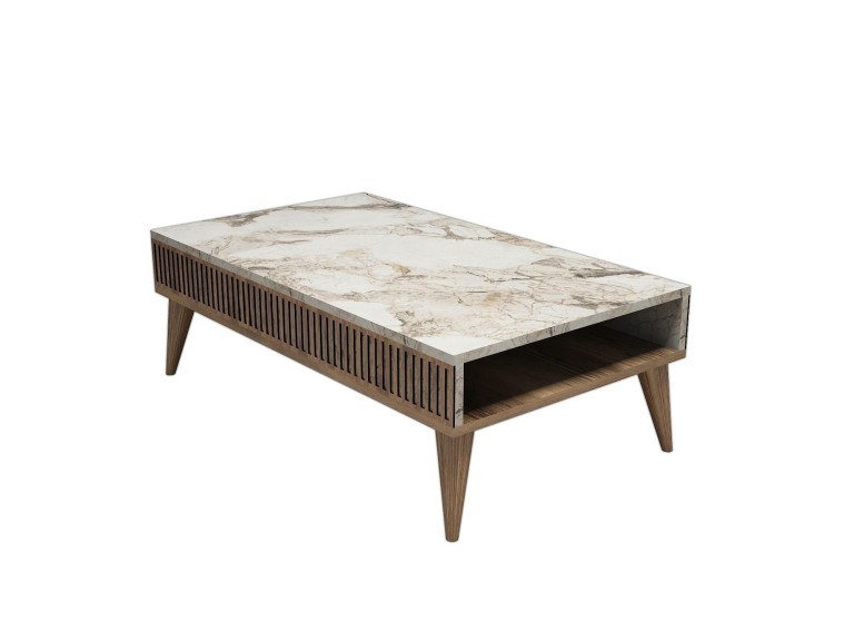 Milan" wooden coffee table - 105 x 60 x 34 cm - WalnutWhite