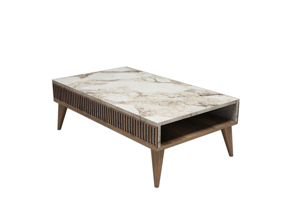 Milan" wooden coffee table - 105 x 60 x 34 cm - WalnutWhite
