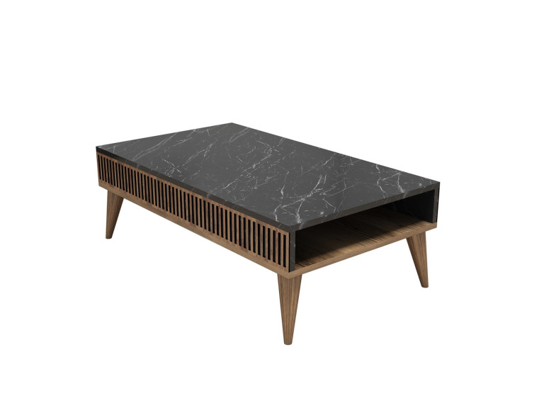 Milan" wooden coffee table - 105 x 60 x 34 cm - Walnut, Black