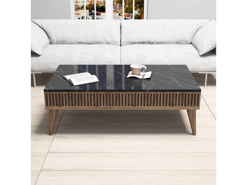 Milan" wooden coffee table - 105 x 60 x 34 cm - Walnut, Black