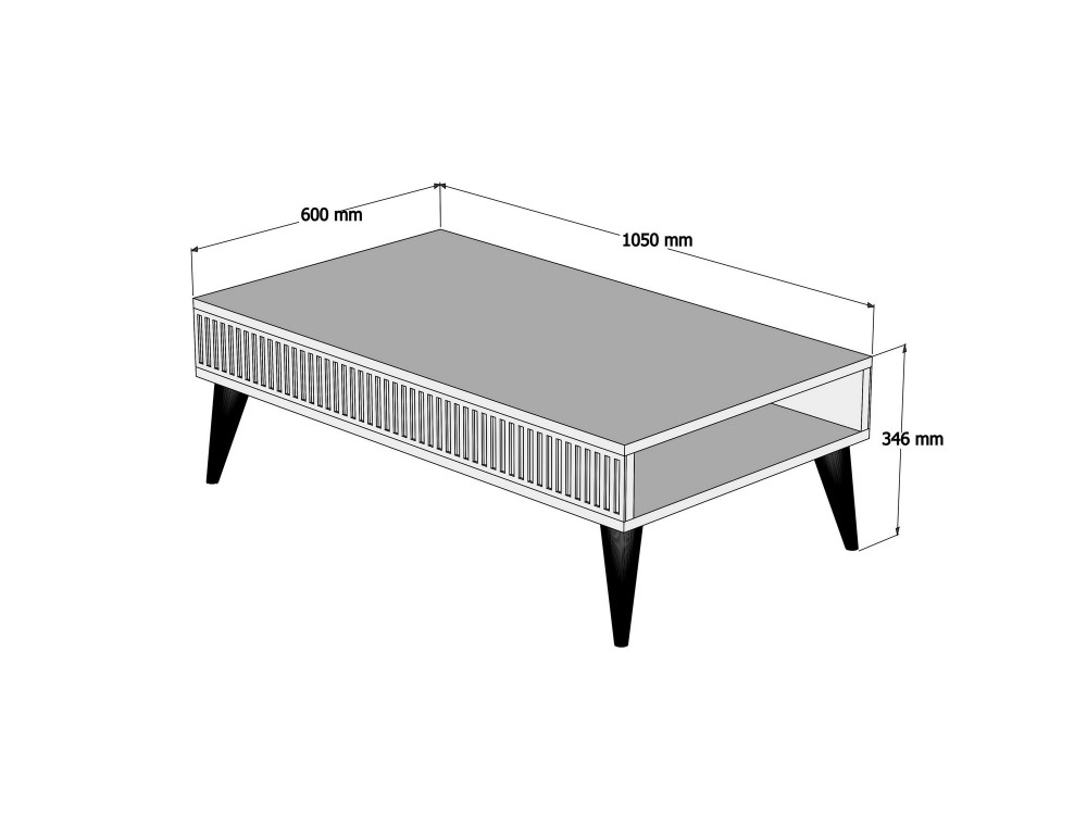 Milan" wooden coffee table - 105 x 60 x 34 cm - Walnut, Black