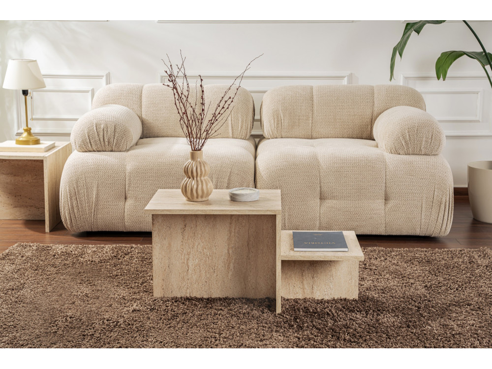 Harmony" wooden coffee table - 80 x 40 x 40 cm - Travertine