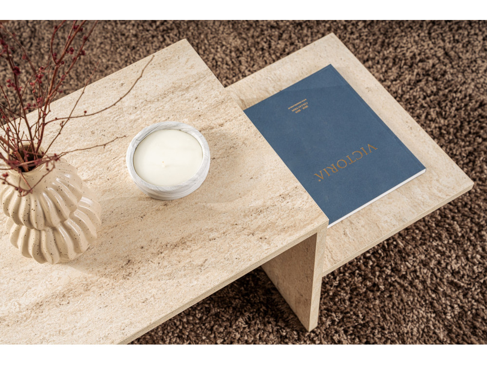 Harmony" wooden coffee table - 80 x 40 x 40 cm - Travertine