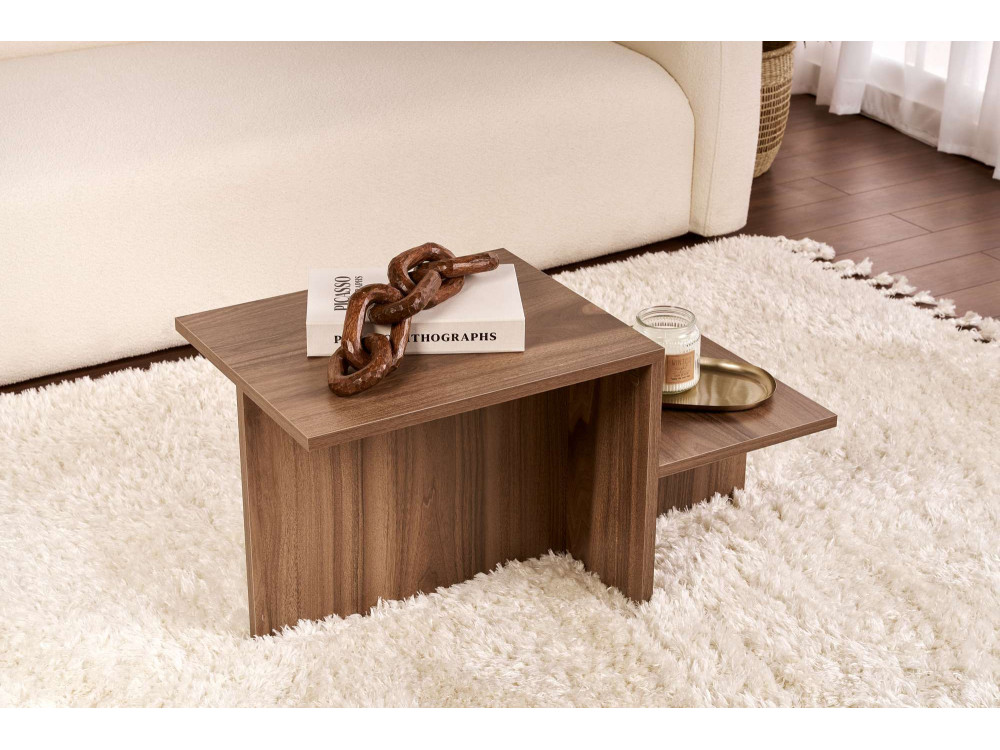 Harmony" wooden coffee table - 80 x 40 x 40 cm - Walnut