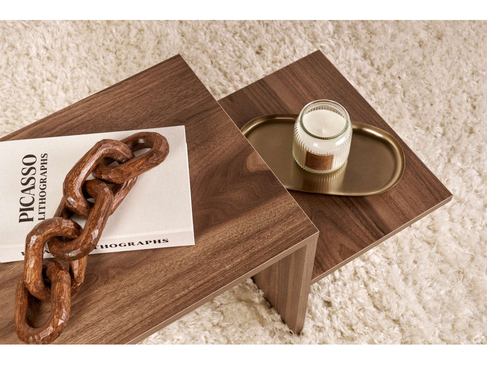 Harmony" wooden coffee table - 80 x 40 x 40 cm - Walnut