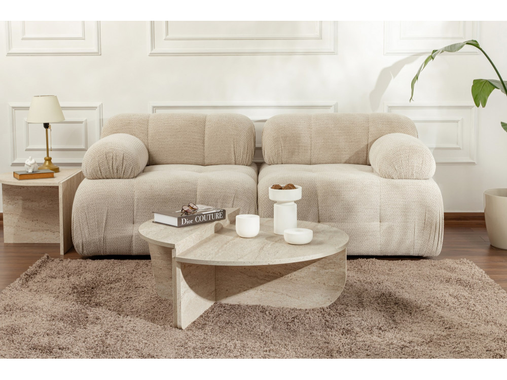 Orion" wooden coffee table - 90 x 60 x 30 cm - Travertine