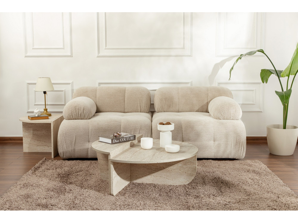Orion" wooden coffee table - 90 x 60 x 30 cm - Travertine