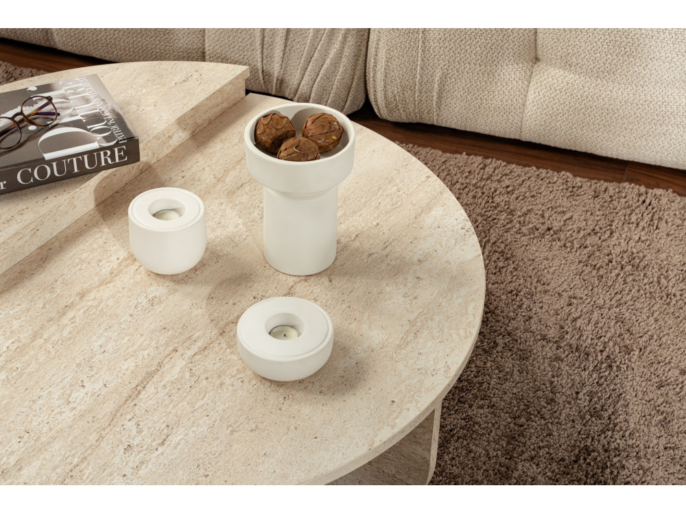 Orion" wooden coffee table - 90 x 60 x 30 cm - Travertine