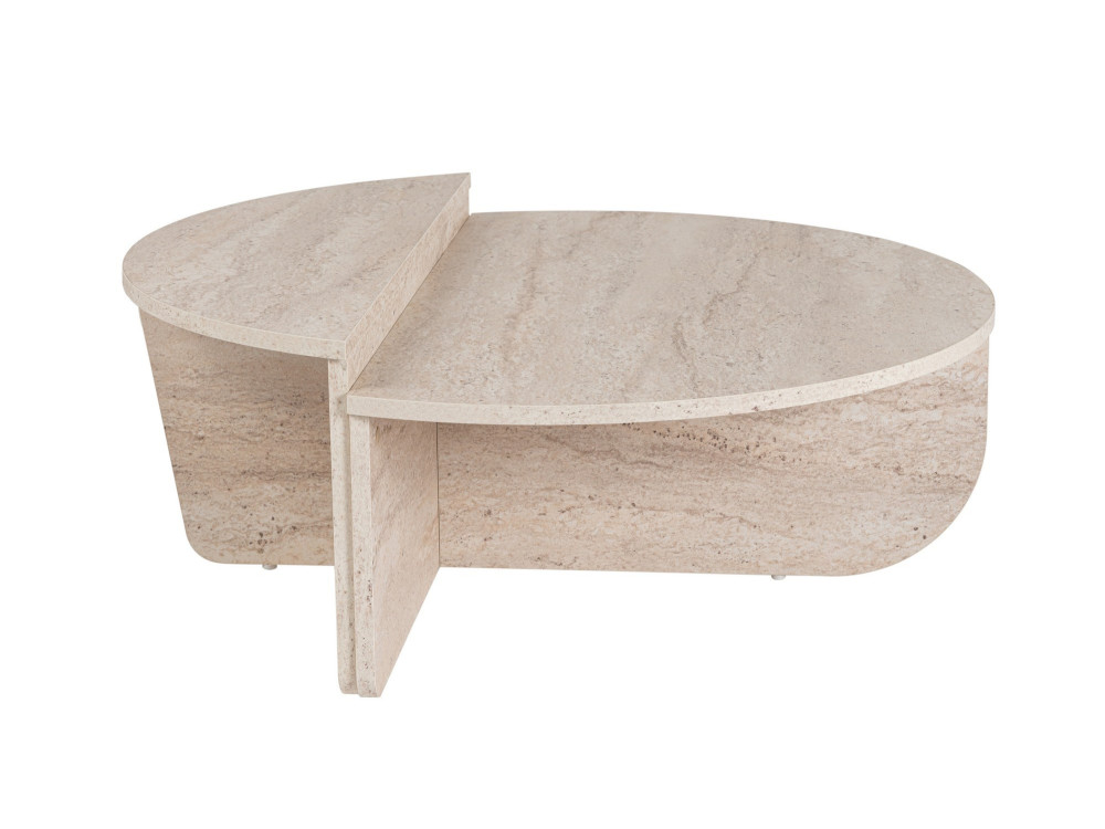 Orion" wooden coffee table - 90 x 60 x 30 cm - Travertine