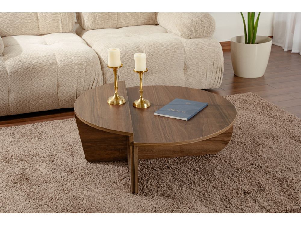 Orion" wooden coffee table - 90 x 60 x 30 cm - Walnut