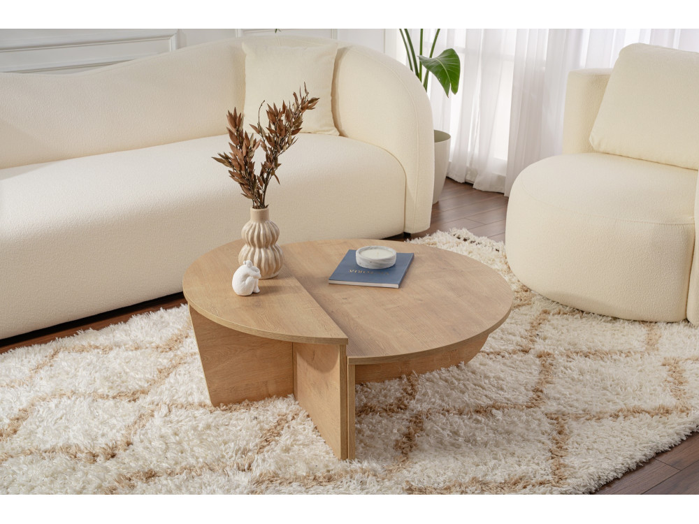 Orion" wooden coffee table - 90 x 60 x 30 cm - Honey oak