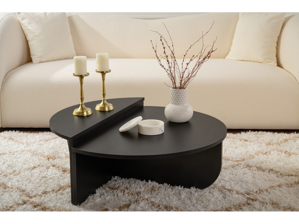 Orion" wooden coffee table - 90 x 60 x 30 cm - Black wood