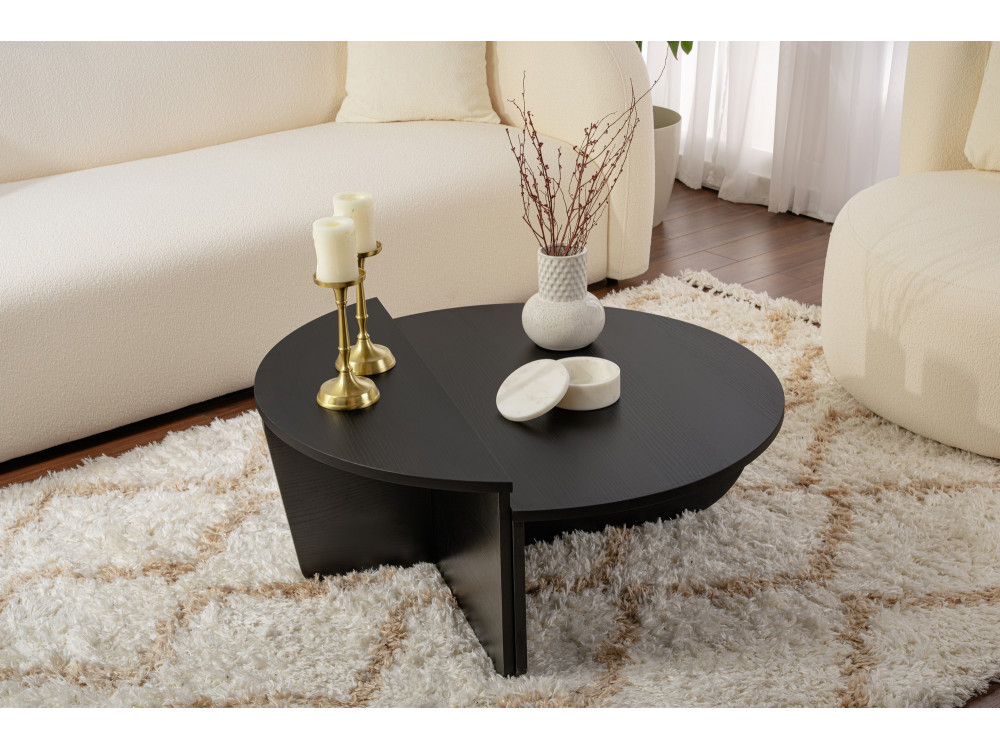 Orion" wooden coffee table - 90 x 60 x 30 cm - Black wood