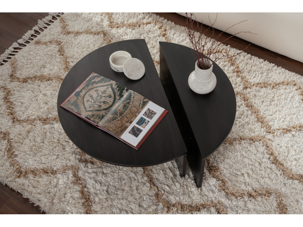 Orion" wooden coffee table - 90 x 60 x 30 cm - Black wood