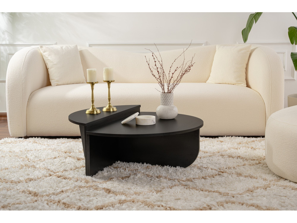Orion" wooden coffee table - 90 x 60 x 30 cm - Black wood