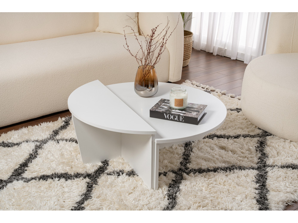 Orion" wooden coffee table - 90 x 60 x 30 cm - White