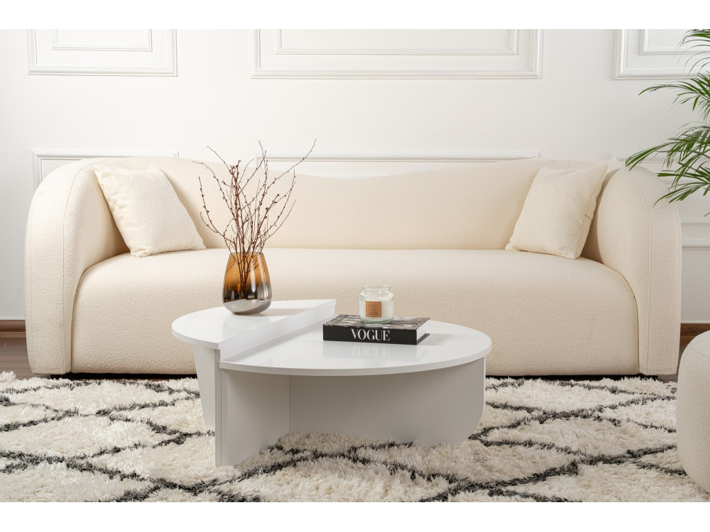 Orion" wooden coffee table - 90 x 60 x 30 cm - White