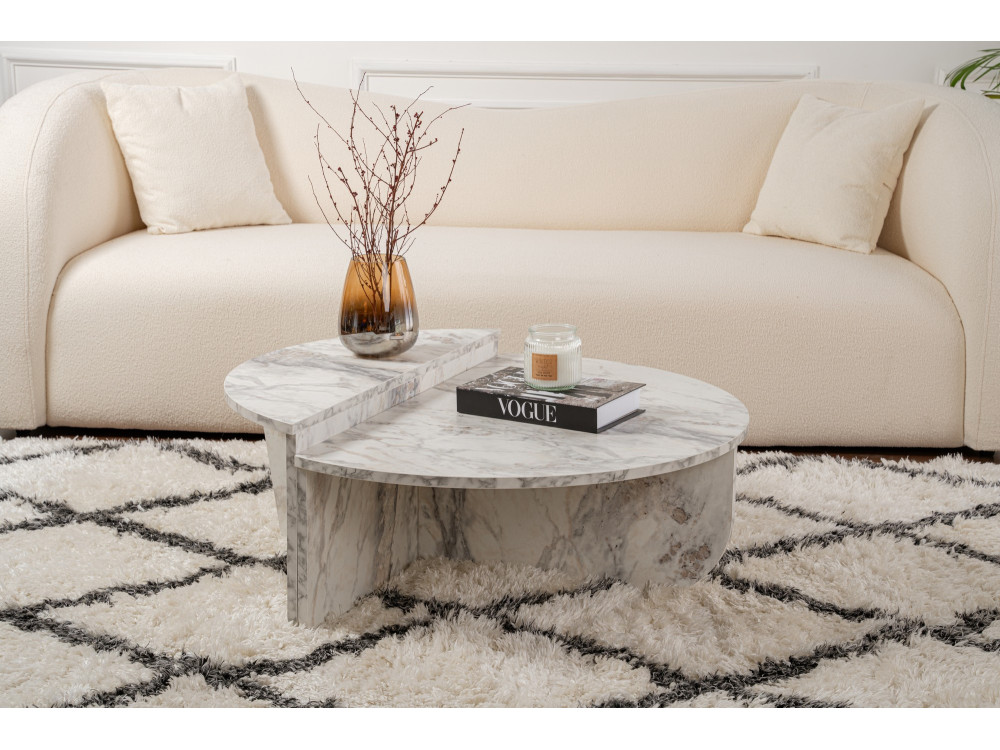 Orion" wooden coffee table 90 x 60 x 30 cm - Freesia marble