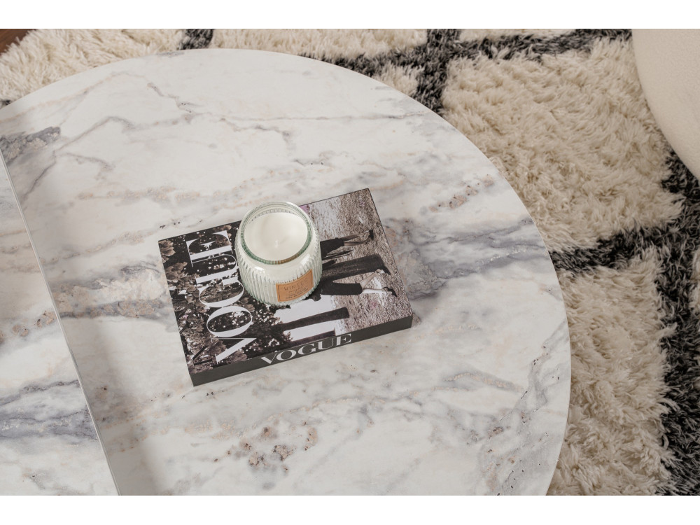Orion" wooden coffee table 90 x 60 x 30 cm - Freesia marble