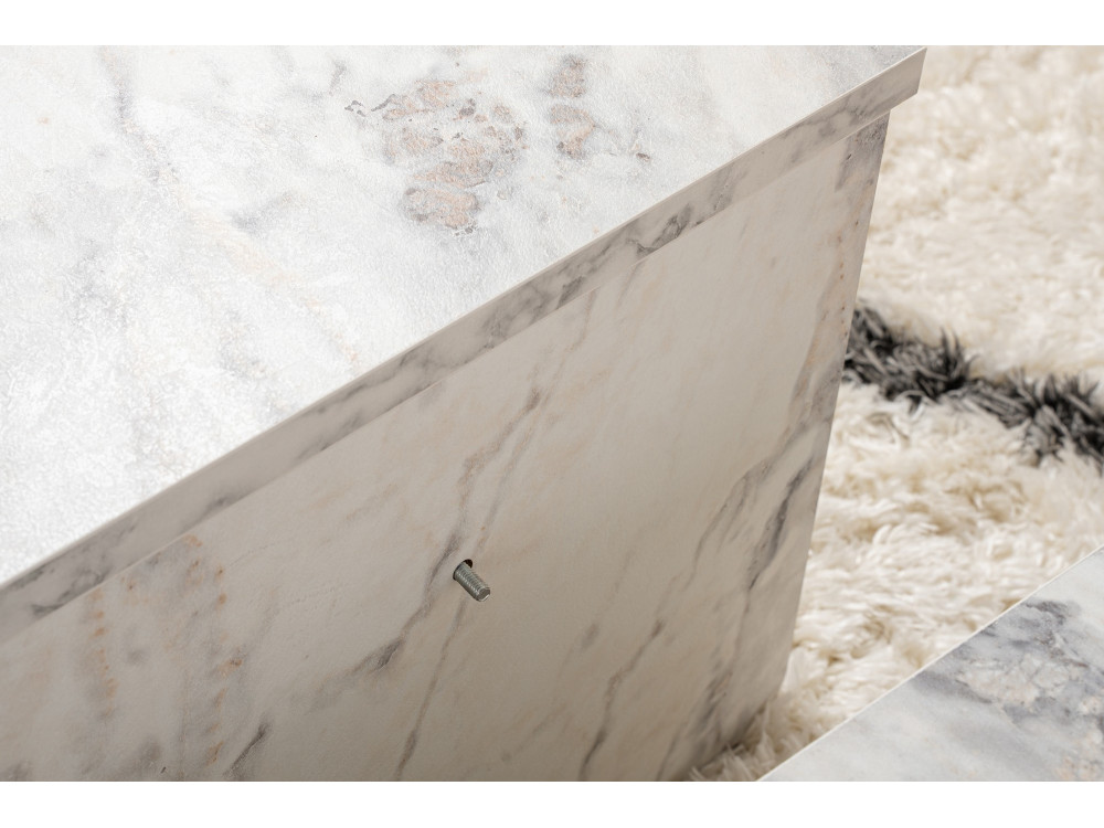 Orion" wooden coffee table 90 x 60 x 30 cm - Freesia marble