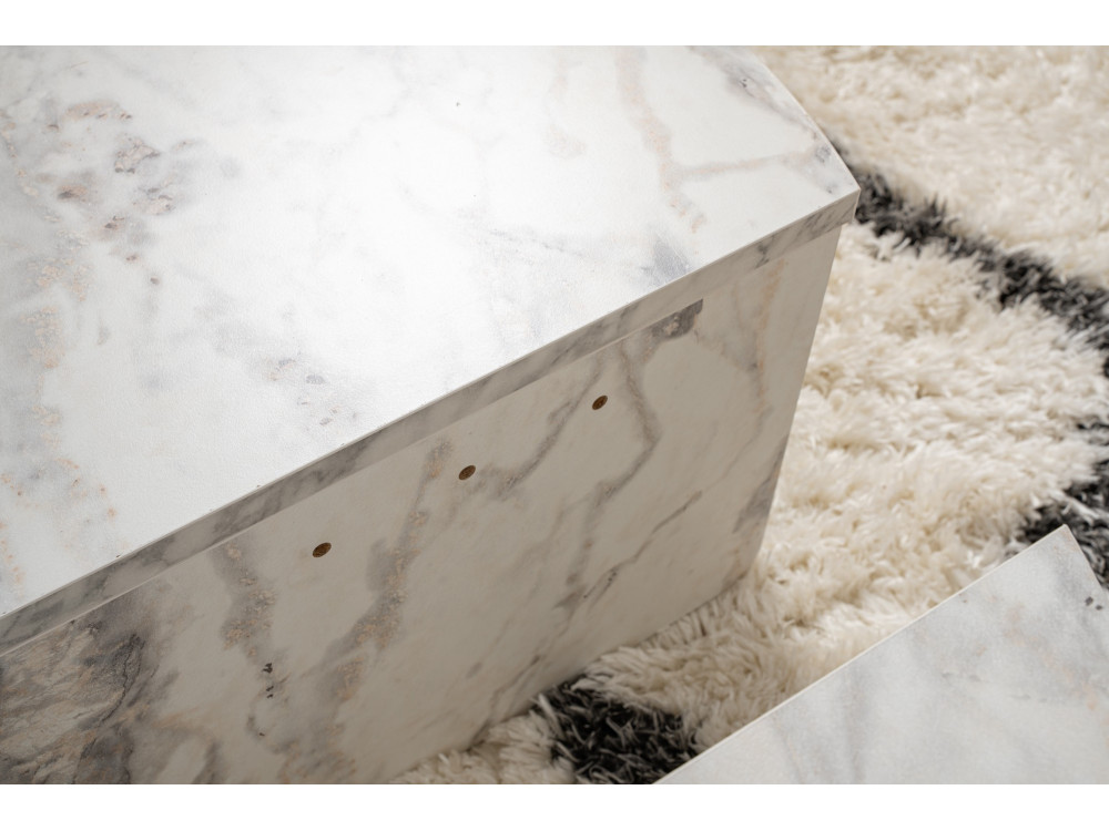Orion" wooden coffee table 90 x 60 x 30 cm - Freesia marble