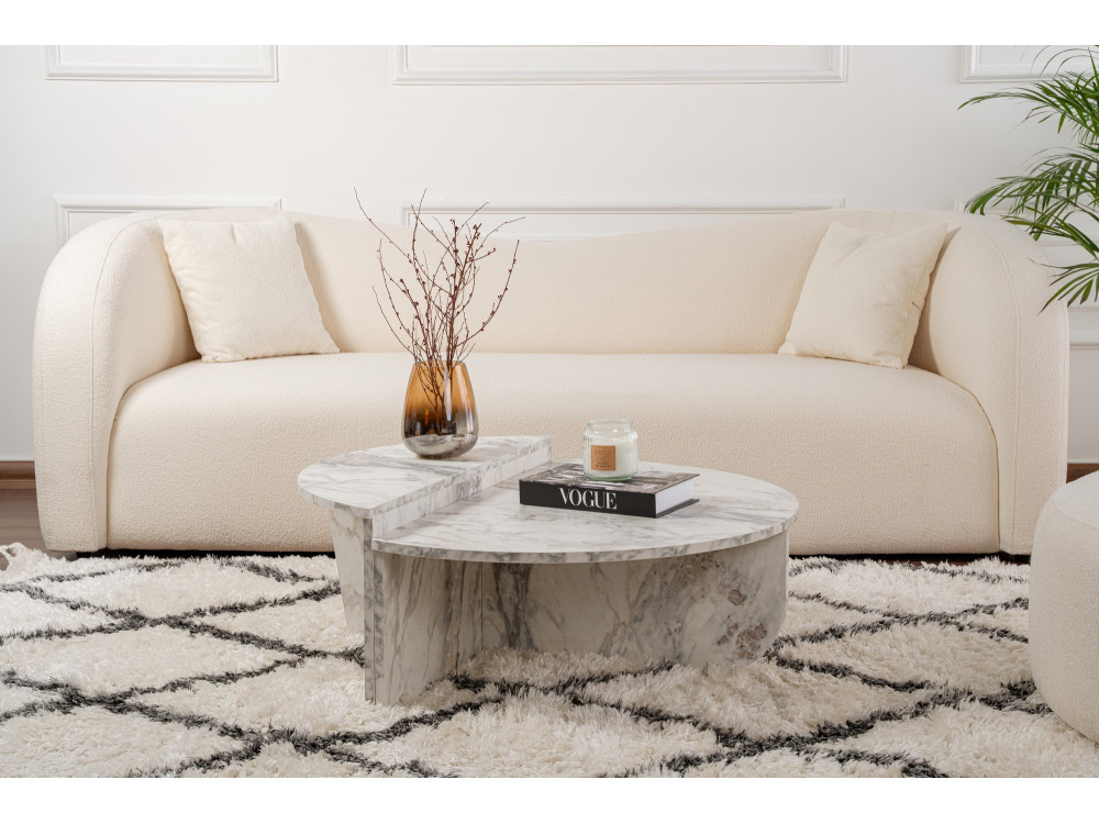 Orion" wooden coffee table 90 x 60 x 30 cm - Freesia marble
