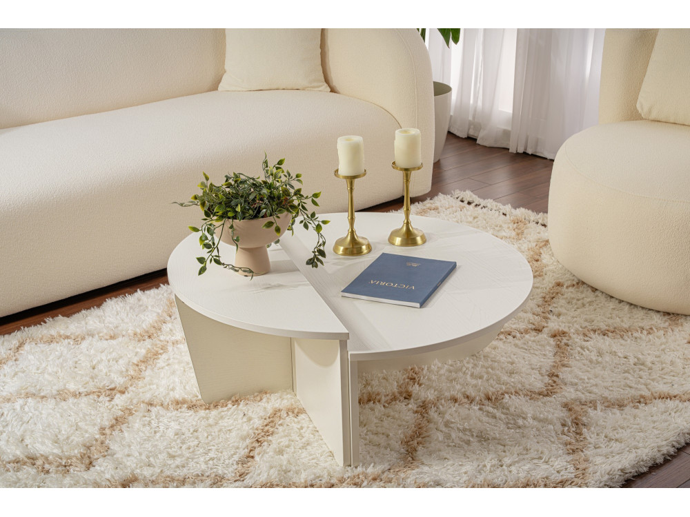 Orion" wooden coffee table 90 x 60 x 30 cm - Wood white