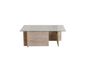 Vetrino" wooden coffee table - 105 x 65 x 40 cm - Travertine