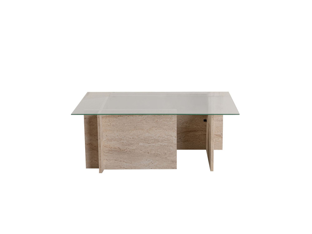 Vetrino" wooden coffee table - 105 x 65 x 40 cm - Travertine