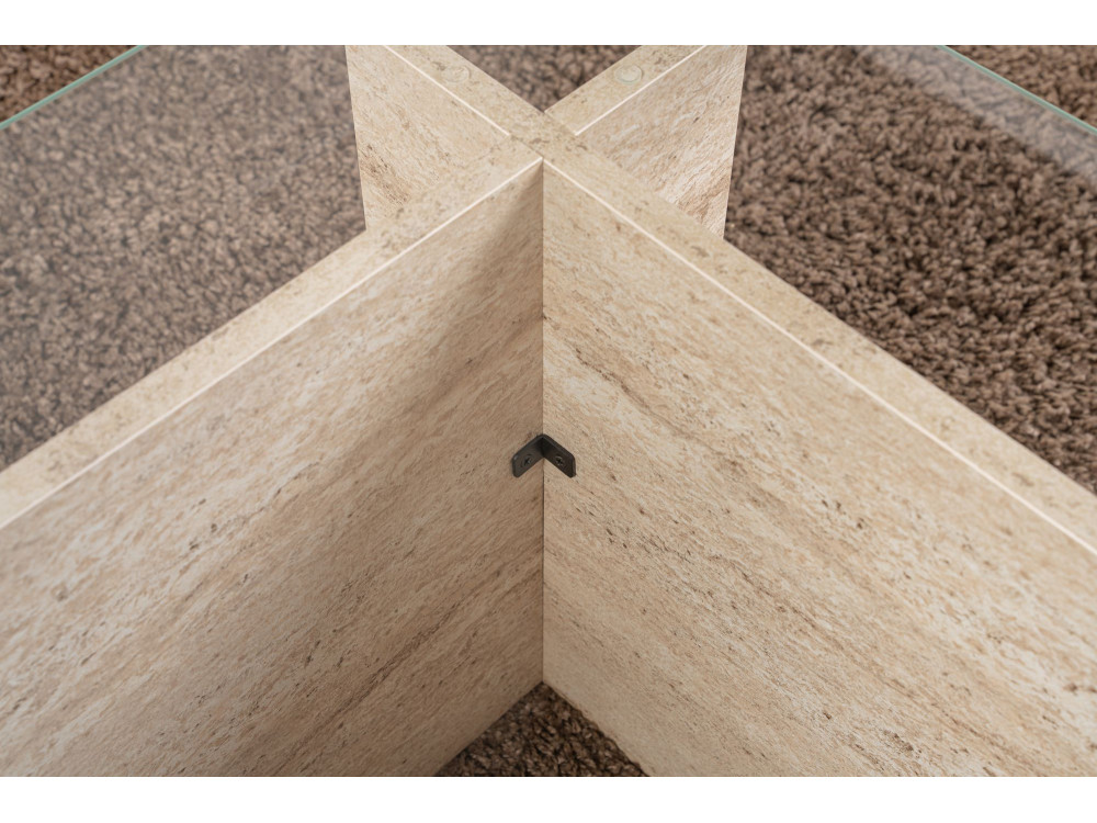 Vetrino" wooden coffee table - 105 x 65 x 40 cm - Travertine