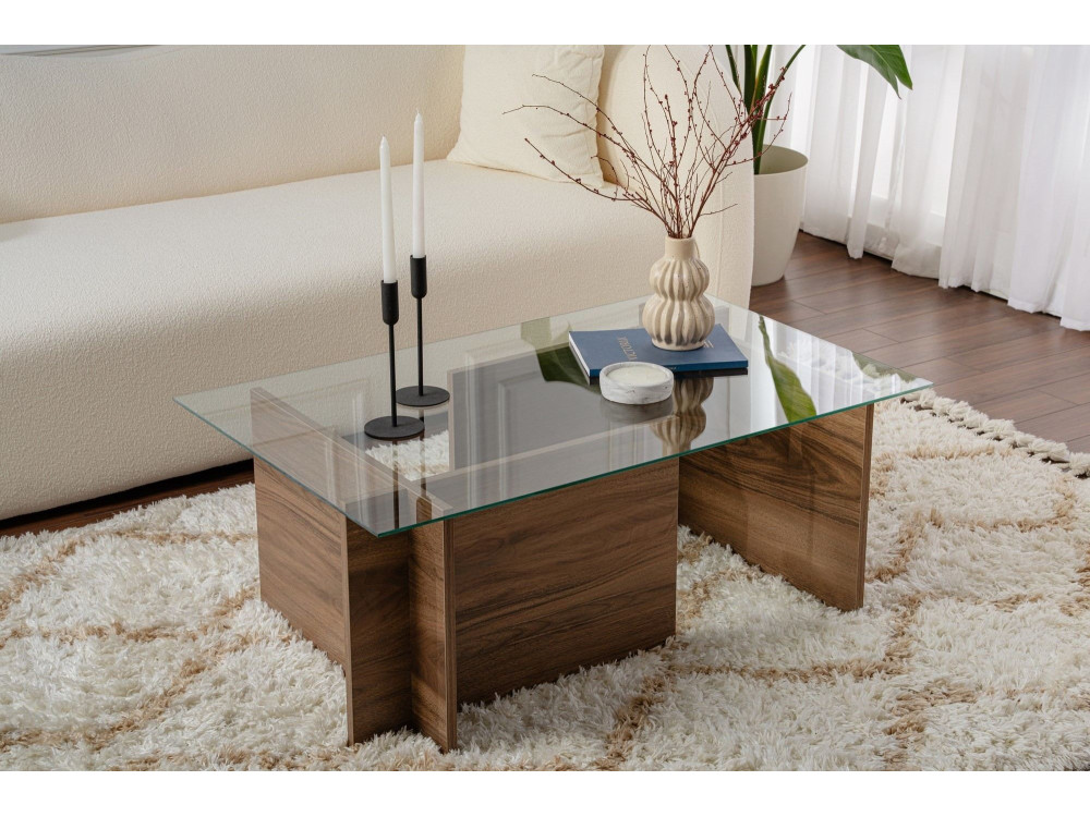 Vetrino" wooden coffee table - 105 x 65 x 40 cm - Walnut