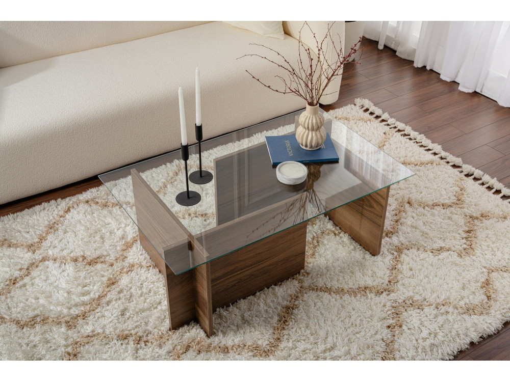 Vetrino" wooden coffee table - 105 x 65 x 40 cm - Walnut
