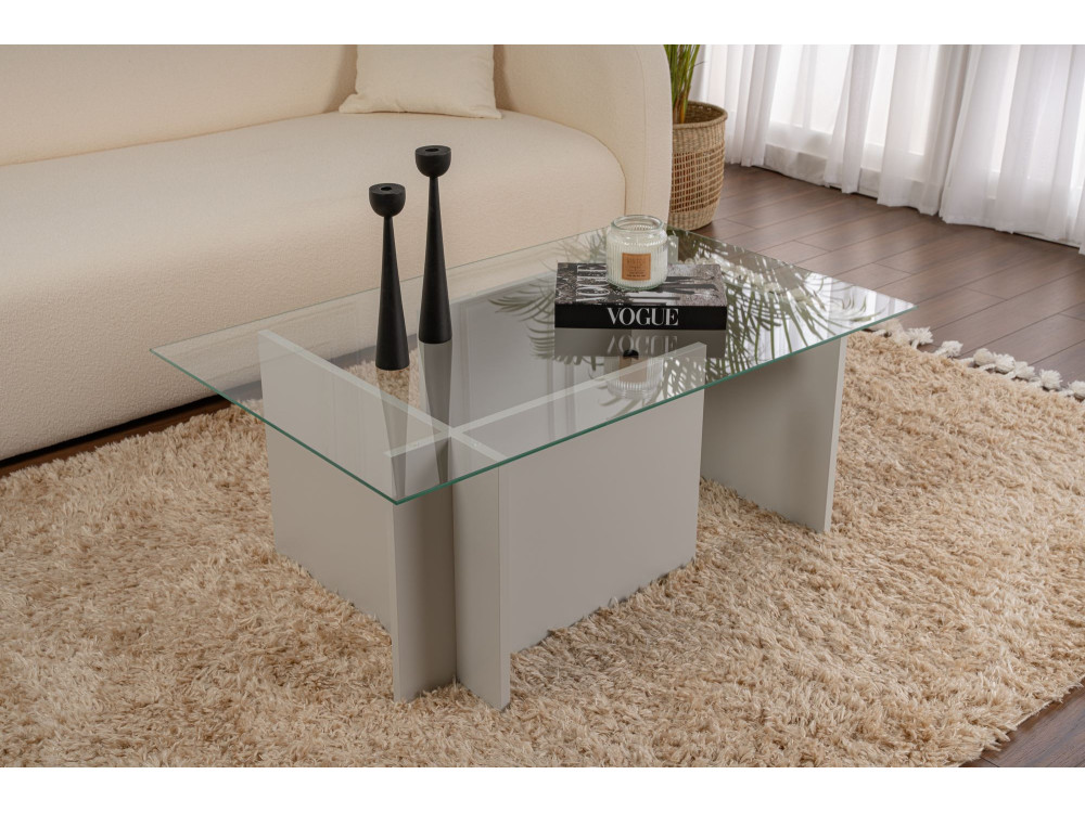 Vetrino" glass coffee table 105 x 65 x 40 cm - Grey